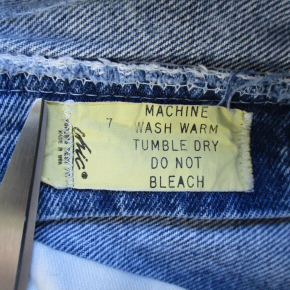 VINTAGE Chic Skirt Womens 7 Blue Acid Wash Denim Jean Short 80s 90s Made In USA - Picture 8 of 14
